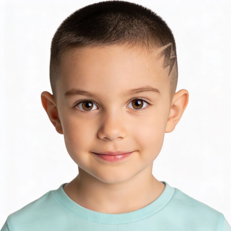 Child portrait with buzz cut hairstyle
