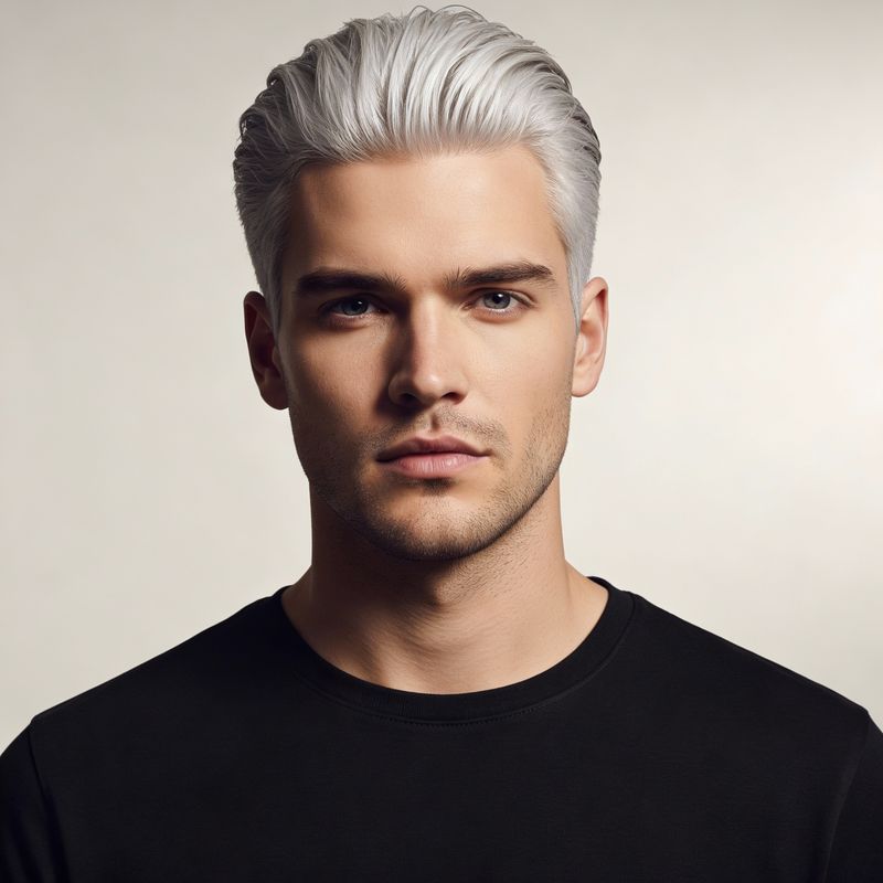 Men's swept-back silver hairstyle preview