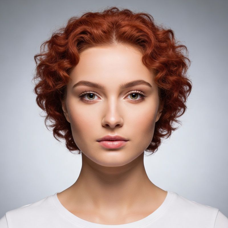 Same portrait with short curly red hair
