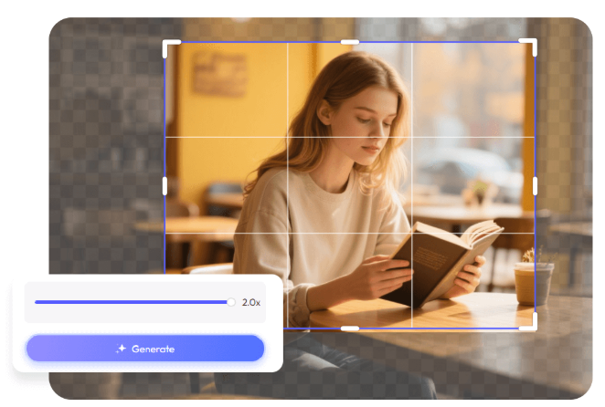 Directional AI outpainting example expanding a photo beyond the frame