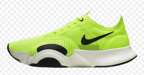 Green shoe cutout on a transparency checkerboard