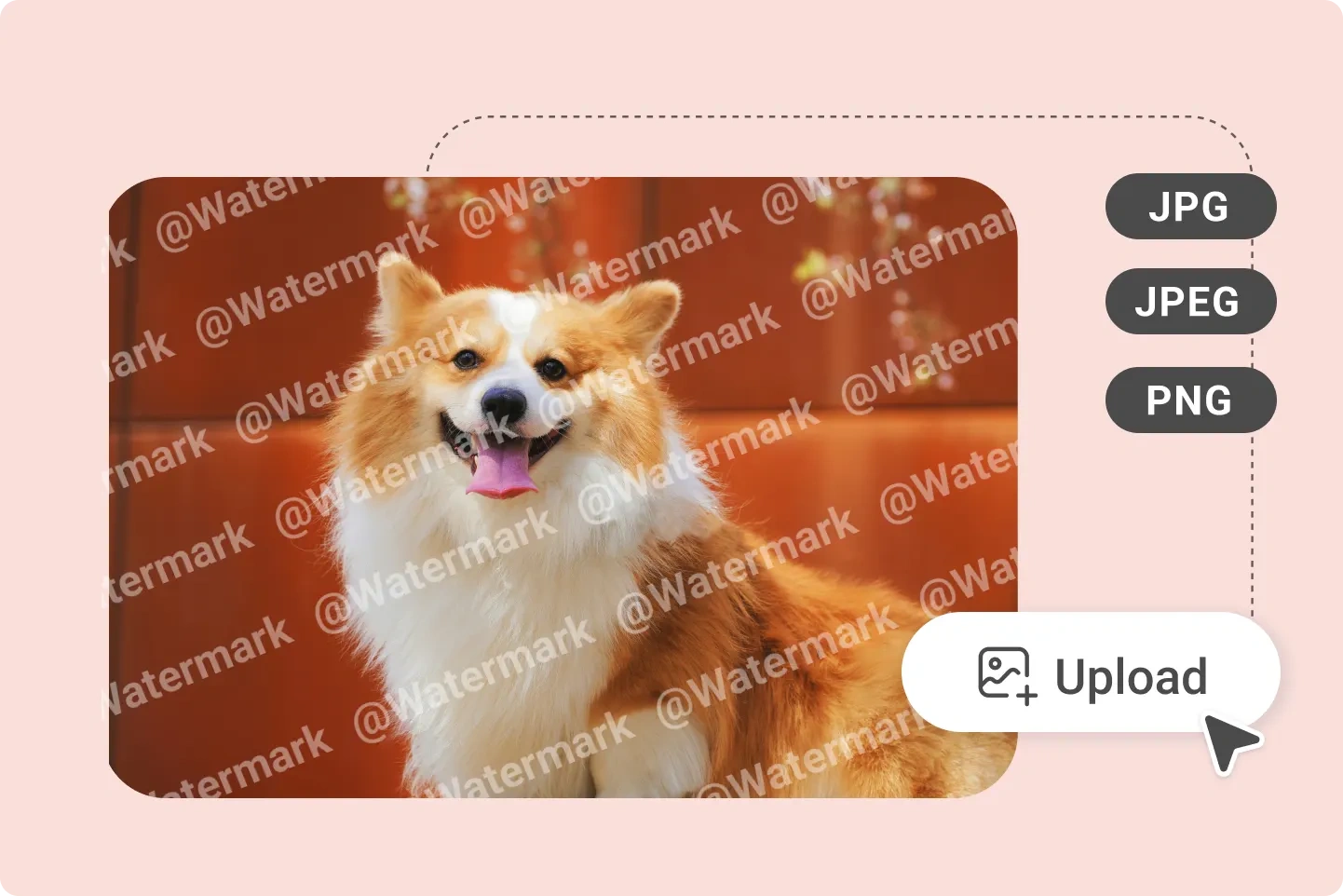 Authorized watermarked image upload supporting JPG JPEG PNG and WebP
